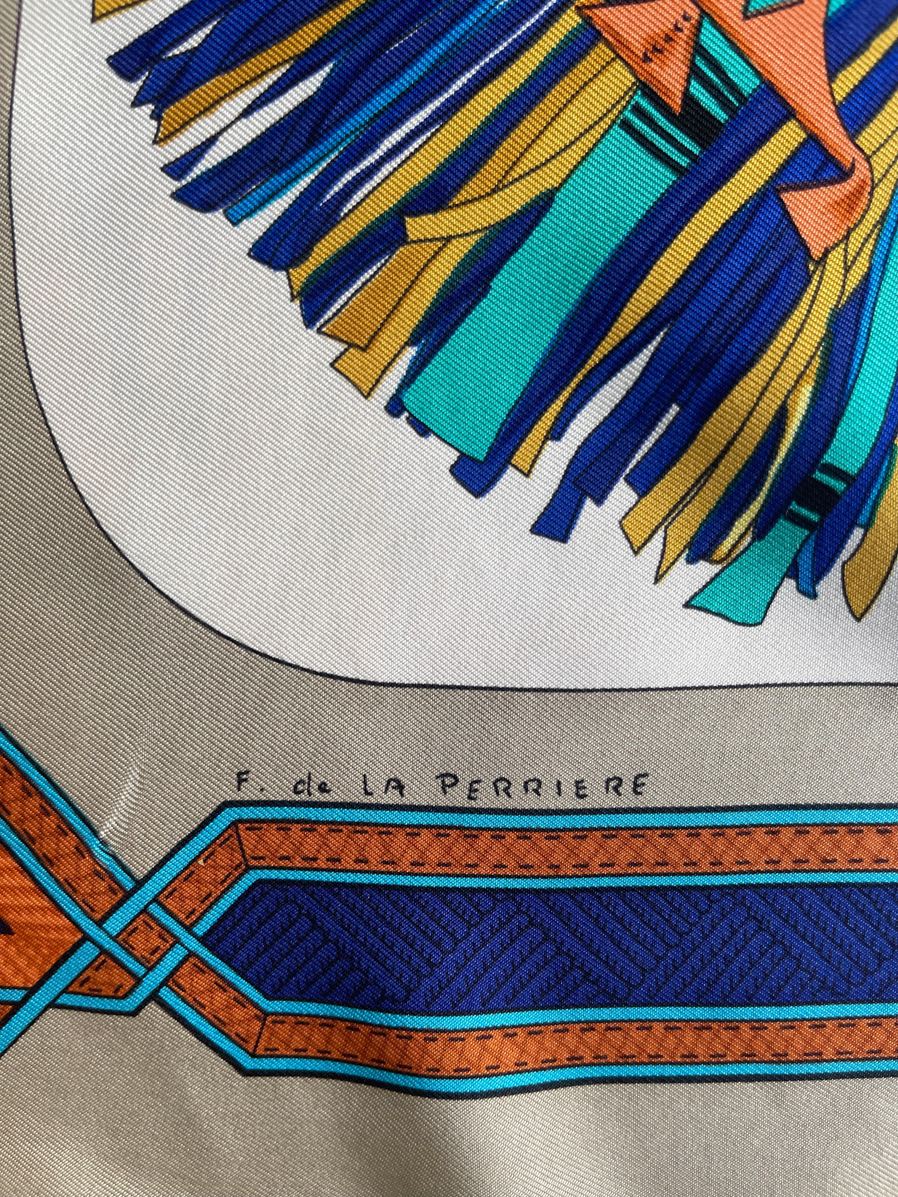 Donna Sciarpa di seta Hermes Cuirs du Desert 90cm di Françoise de la Perriere