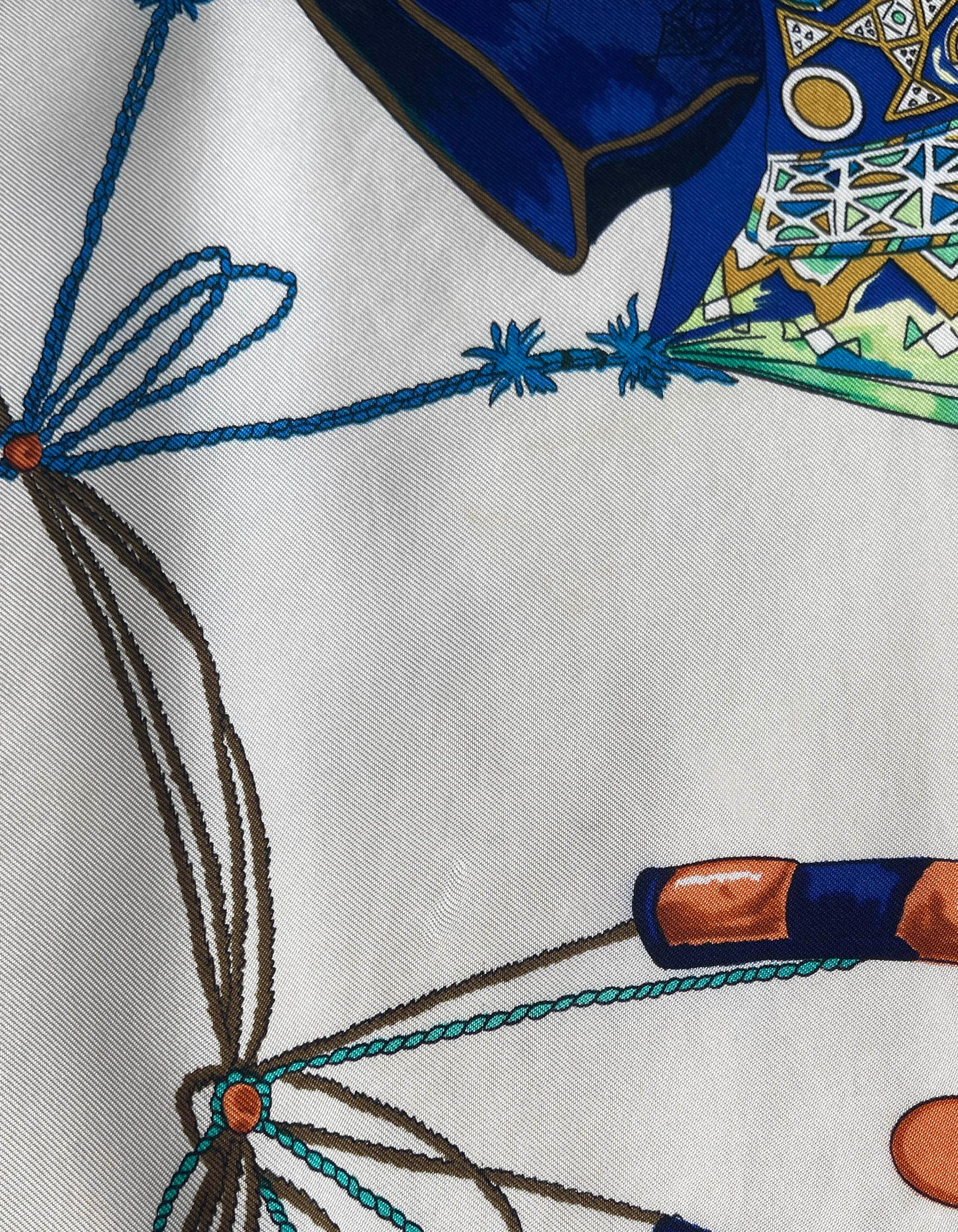 Sciarpa di seta Hermes Cuirs du Desert 90cm di Françoise de la Perriere 1