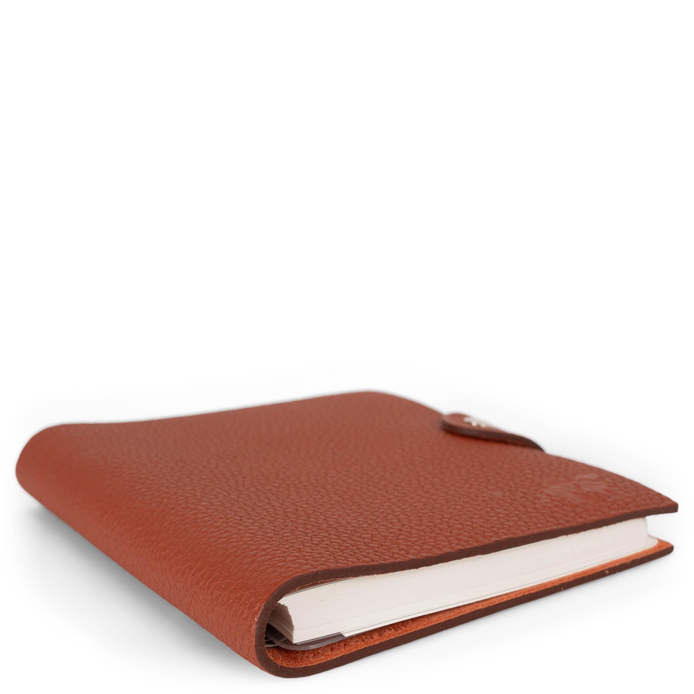 Brown HERMES Cuivre brick Togo leather LTD ED HORSE ULYSSE PM Notebook Agenda Cover For Sale