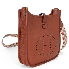 HERMES Cuivre Clemence leather EVELYNE 16 MAXI QUADRILLE Crossbody Bag