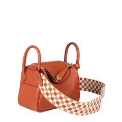 Hermès Cuivre Clemence Leather Maxi Quadrille Mini Lindy