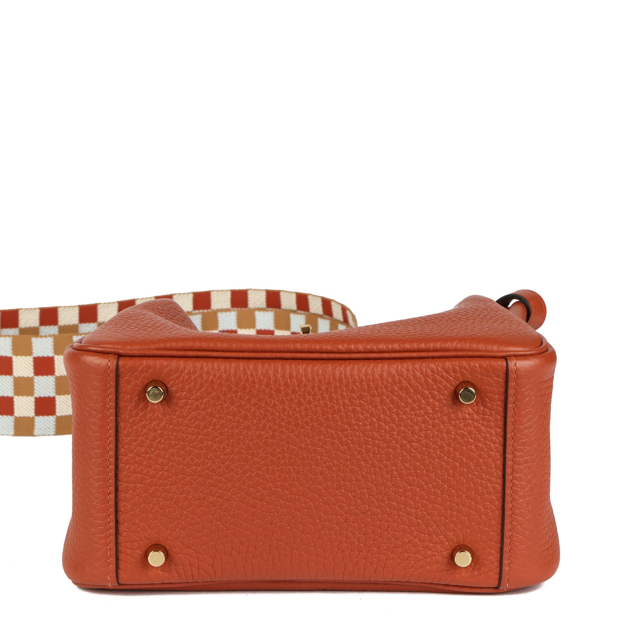 Women's Hermès Cuivre Clemence Leather Maxi Quadrille Mini Lindy