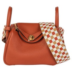 Hermès Cuivre Clemence Leather Maxi Quadrille Mini Lindy