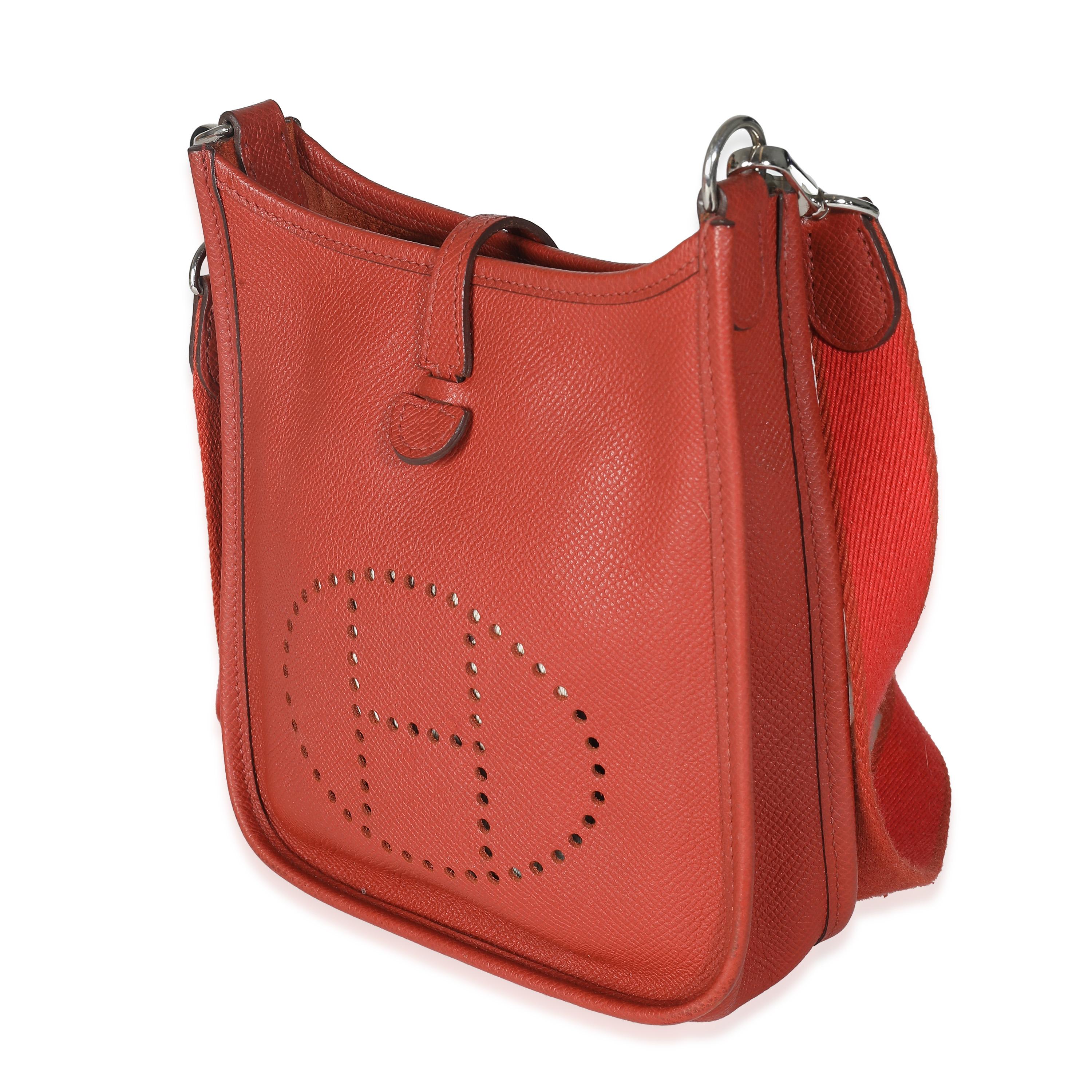 Red Hermès Cuivre Epsom Mini Evelyne TPM PHW For Sale