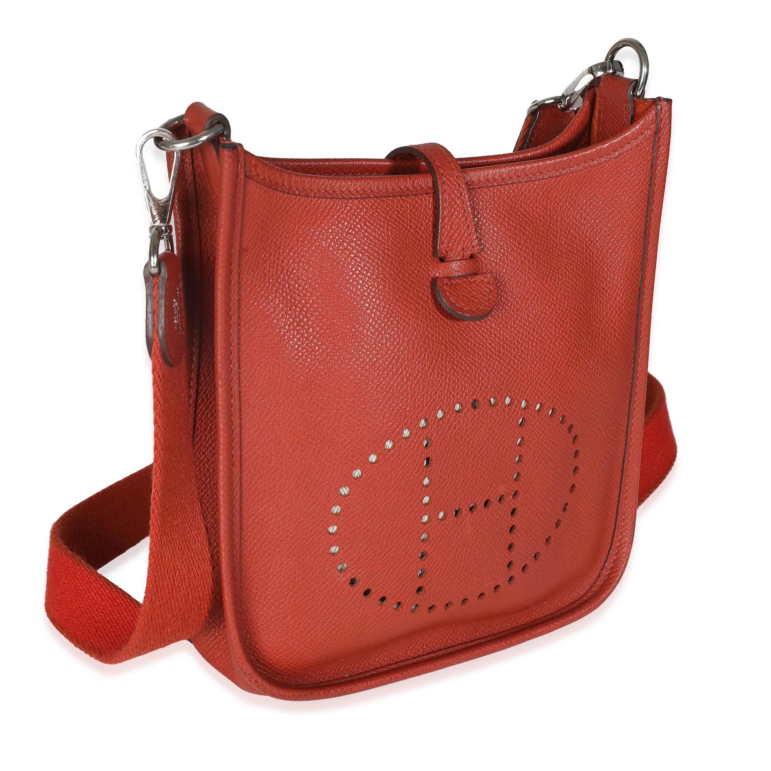 Hermès Cuivre Epsom Mini Evelyne TPM PHW In Excellent Condition For Sale In New York, NY