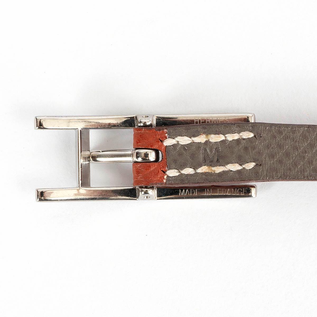 HERMÈS Bracelet portefeuille double « BEHAPI » en cuir Epsom cuivre/étoupe M Bon état - En vente à Zürich, CH