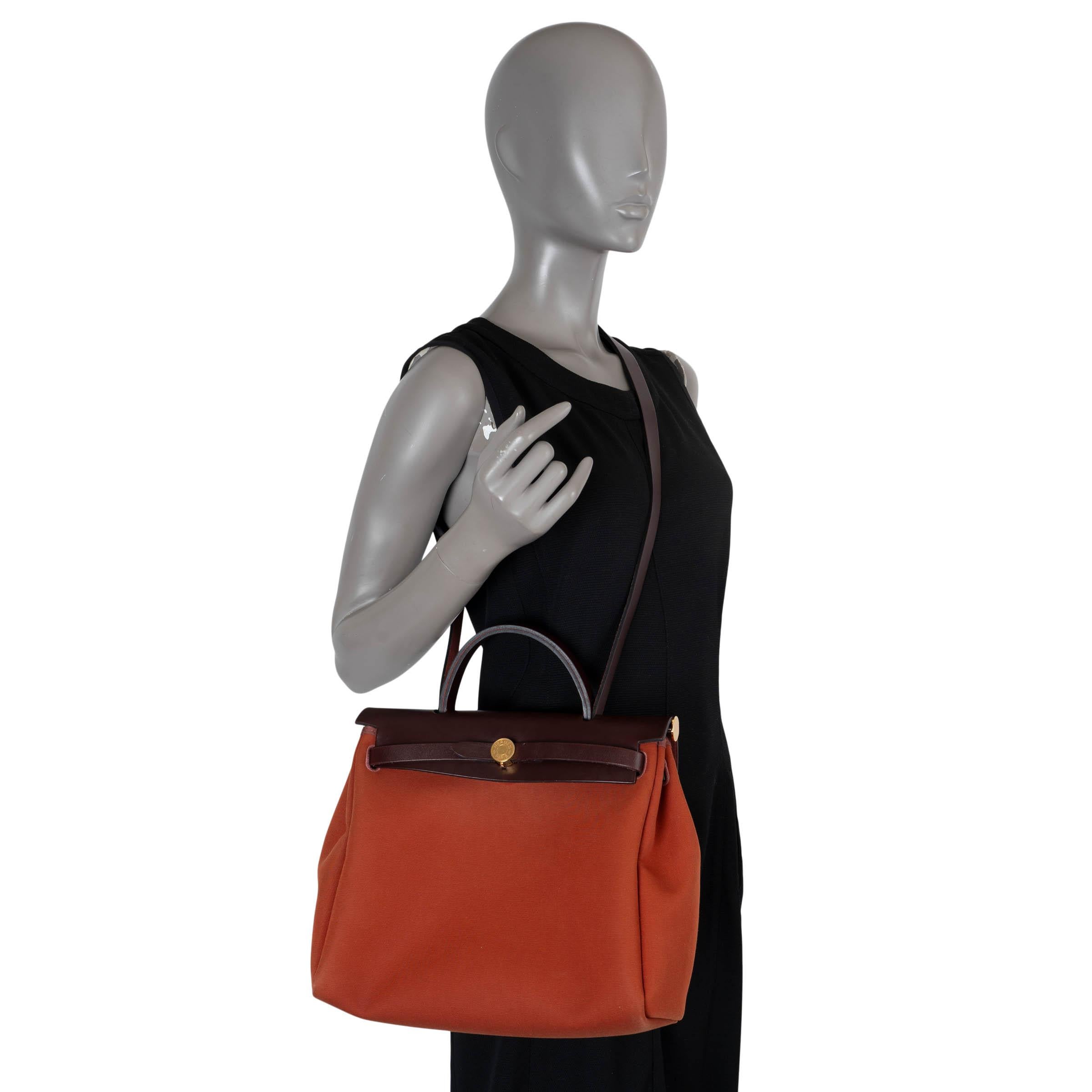 HERMES Cuivre Mecano Rouge Sellier Toile HERBAG ZIP 31 RETROUNE VERSO Bag 6
