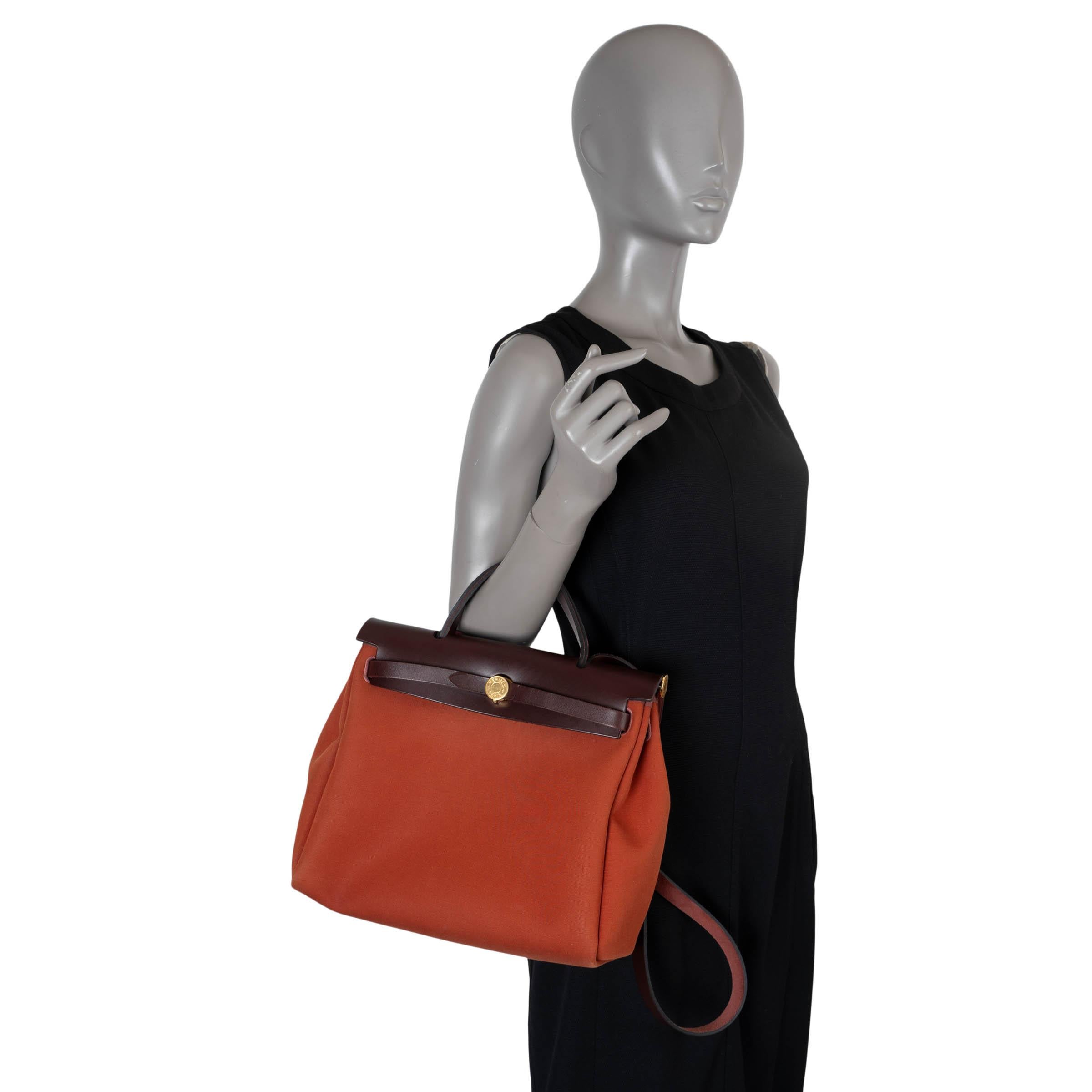 HERMES Cuivre Mecano Rouge Sellier Toile HERBAG ZIP 31 RETROUNE VERSO Bag 7