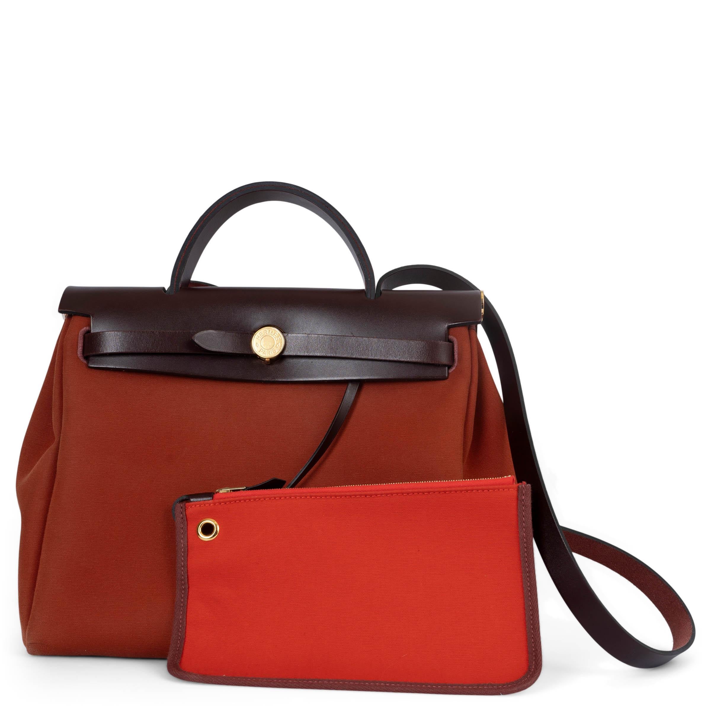 Women's HERMES Cuivre Mecano Rouge Sellier Toile HERBAG ZIP 31 RETROUNE VERSO Bag