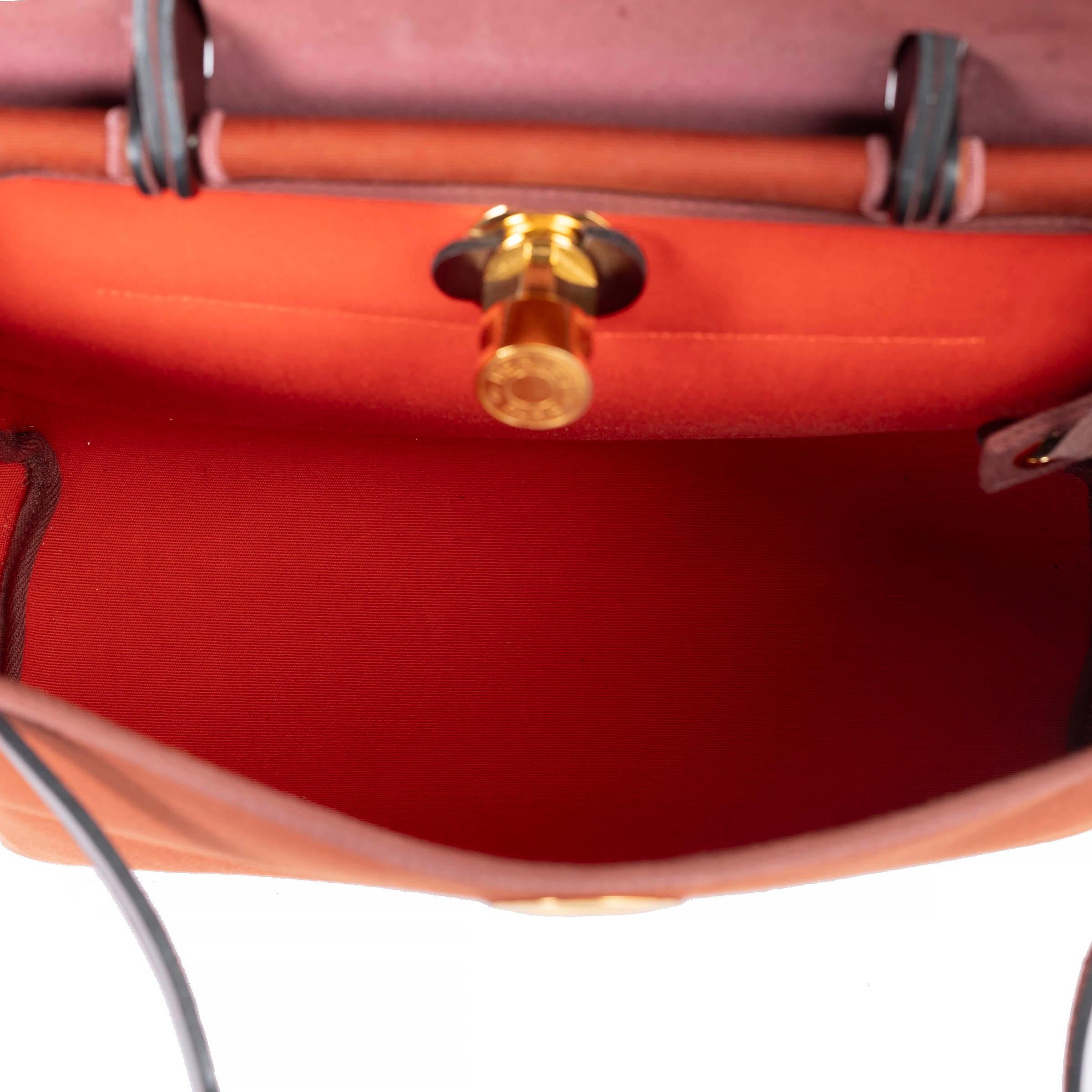 HERMES Cuivre Mecano Rouge Sellier Toile HERBAG ZIP 31 RETROUNE VERSO Bag 1