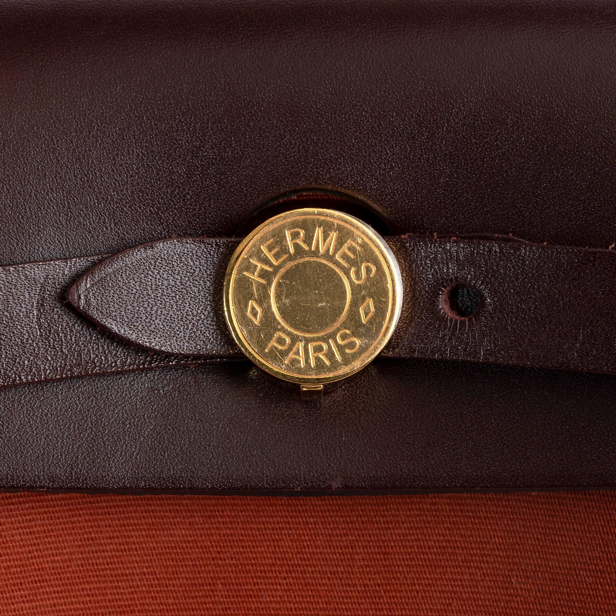HERMES Cuivre Mecano Rouge Sellier Toile HERBAG ZIP 31 RETROUNE VERSO Bag 2