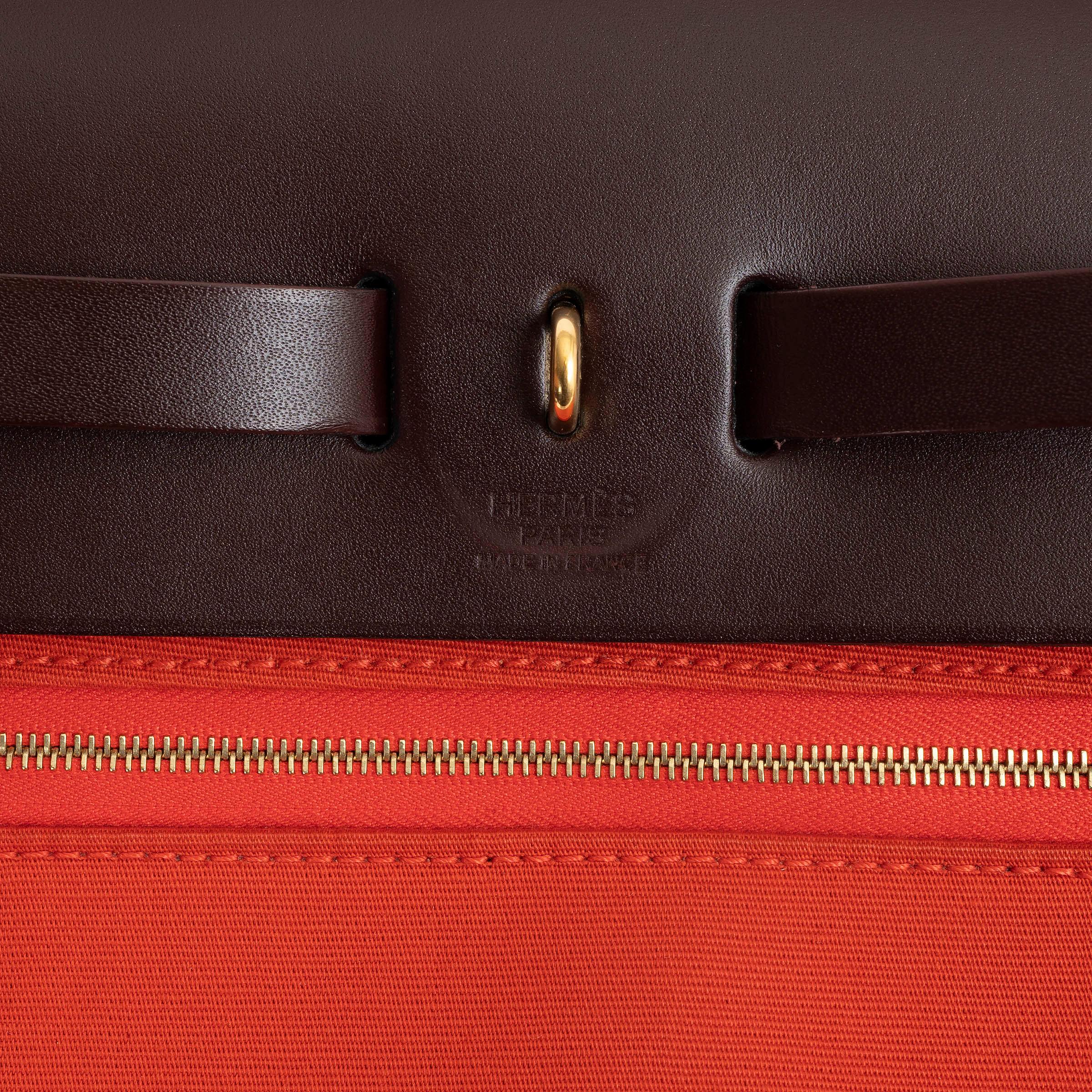 HERMES Cuivre Mecano Rouge Sellier Toile HERBAG ZIP 31 RETROUNE VERSO Bag 3