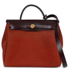 HERMES Cuivre Mecano Rouge Sellier Toile HERBAG ZIP 31 RETROUNE VERSO Tasche