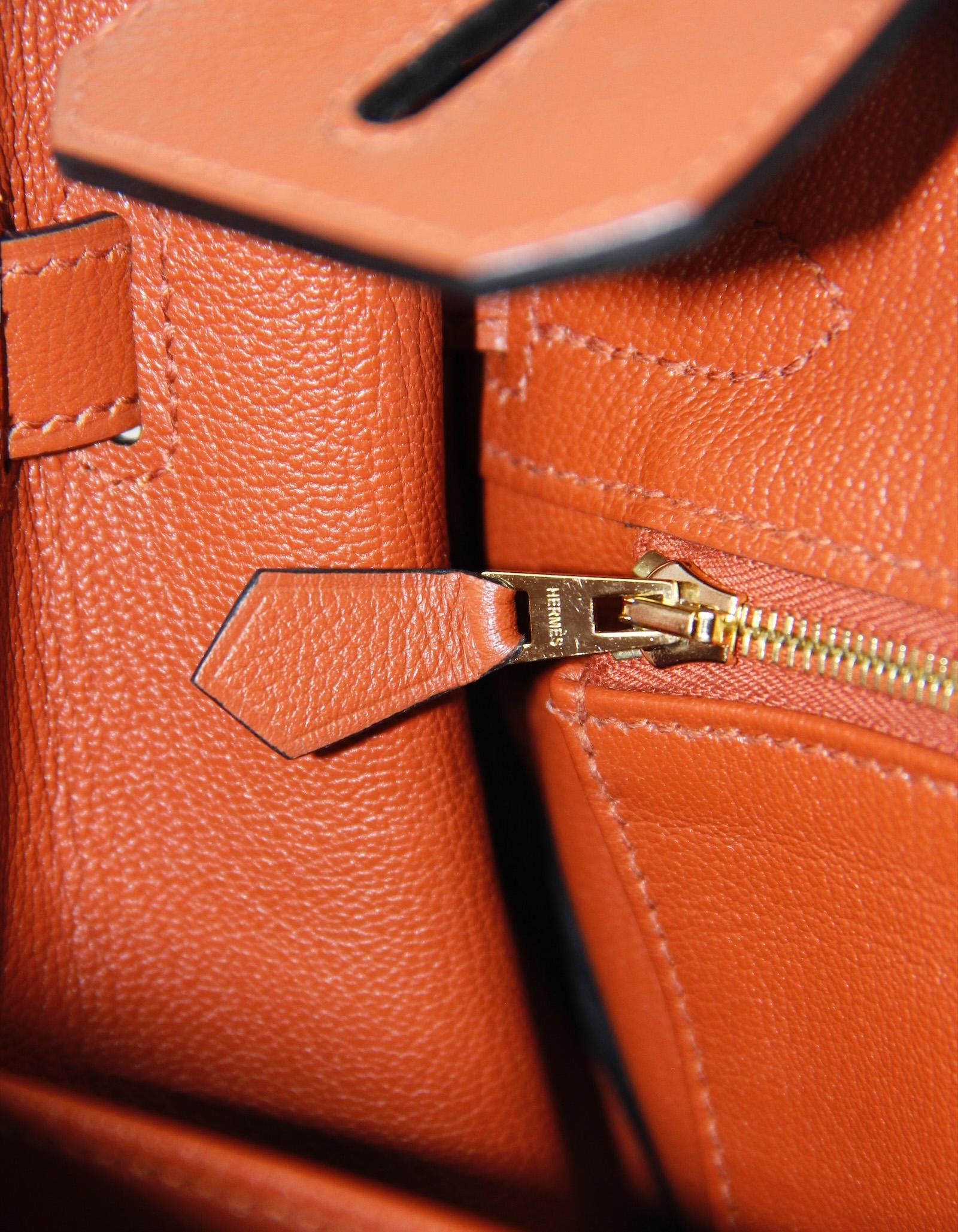 Bolso Birkin Hermes Cuivre Novillo de piel de 30 cm con herrajes dorados en venta 5