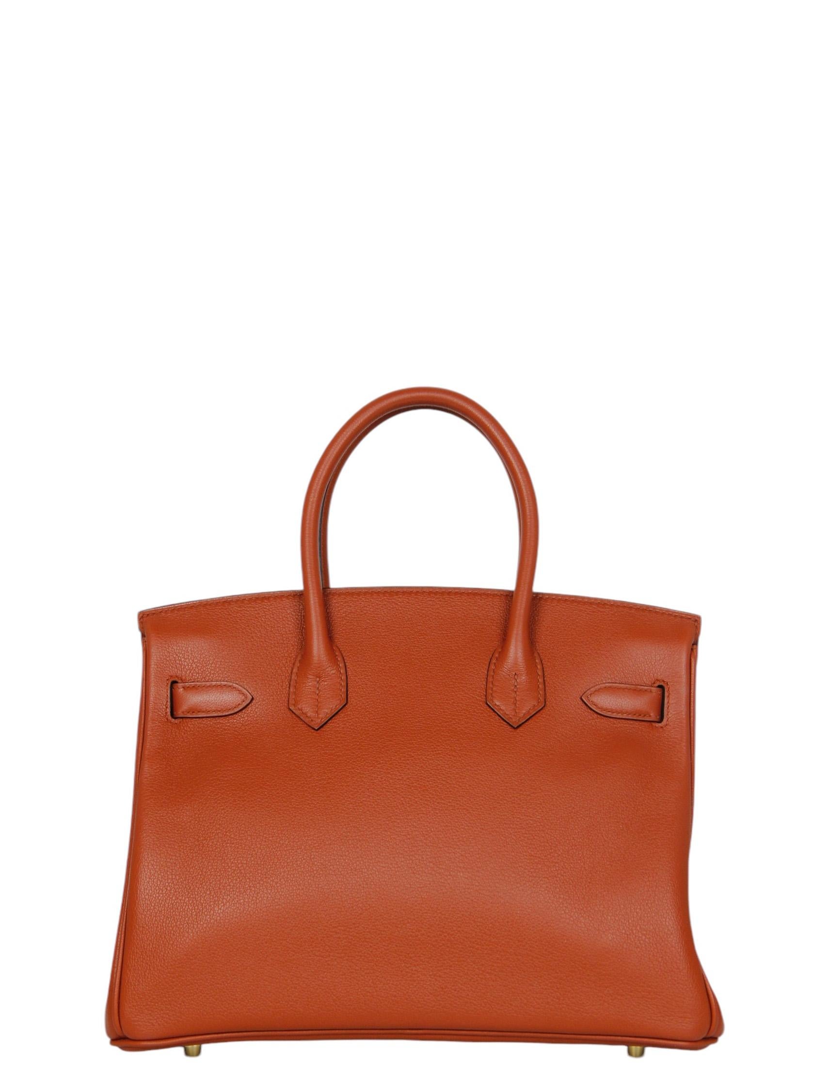 Bolso Birkin Hermes Cuivre Novillo de piel de 30 cm con herrajes dorados Marrón en venta