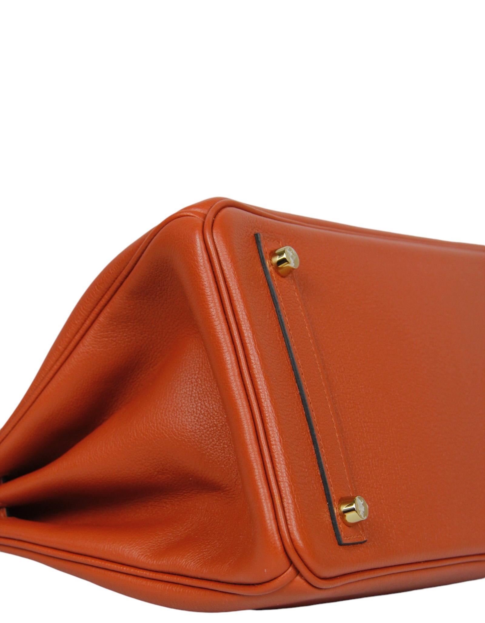 Bolso Birkin Hermes Cuivre Novillo de piel de 30 cm con herrajes dorados en Excelente estado para la venta en New York, NY