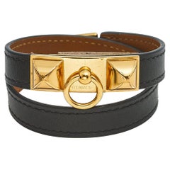 Hermés Cuivre Swift Cuir plaqué or Mini Kelly Double Tour Bracelet T2