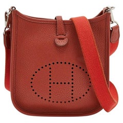 Used Hermes Cuivre Togo Leather Evelyne TPM Bag