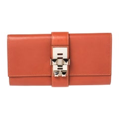 Hermes Cuivre Veau Tadelakt Leather Medor 23 Clutch