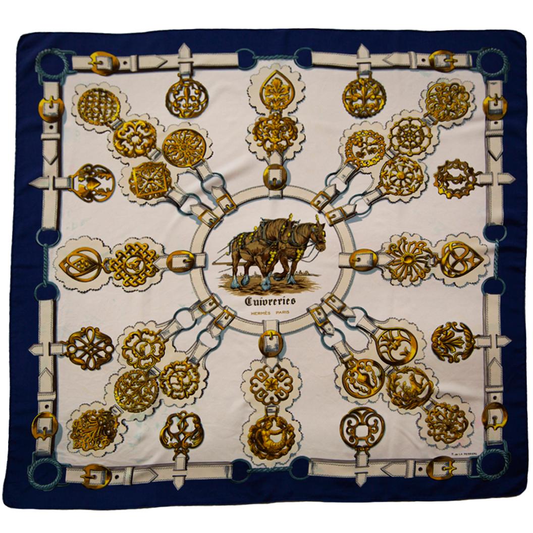 Hermes 'Cuivreries' Silk Scarf In Excellent Condition In London, GB