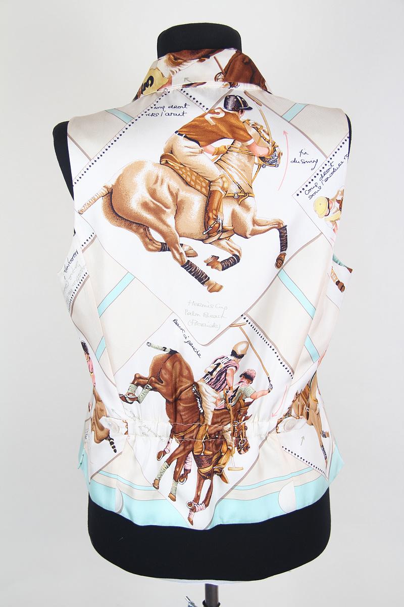 Gray Hermes Cup Palm Beach Silk Vest Vintage For Sale