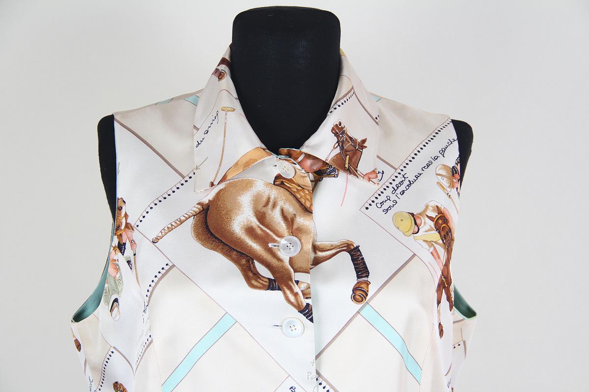Hermes Cup Palm Beach Silk Vest Vintage For Sale 4