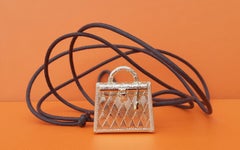 Hermès Curiosity Kelly Bag Pendant Charm Necklace Guilloche Permabrass