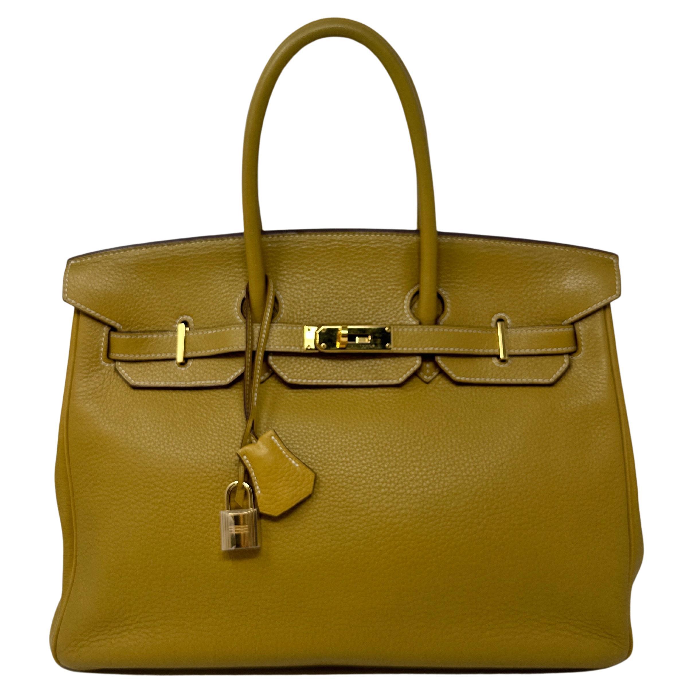Hermes Birkin 35cm Kiwi and Lichen Epsom Leather PHW Handbag Purse