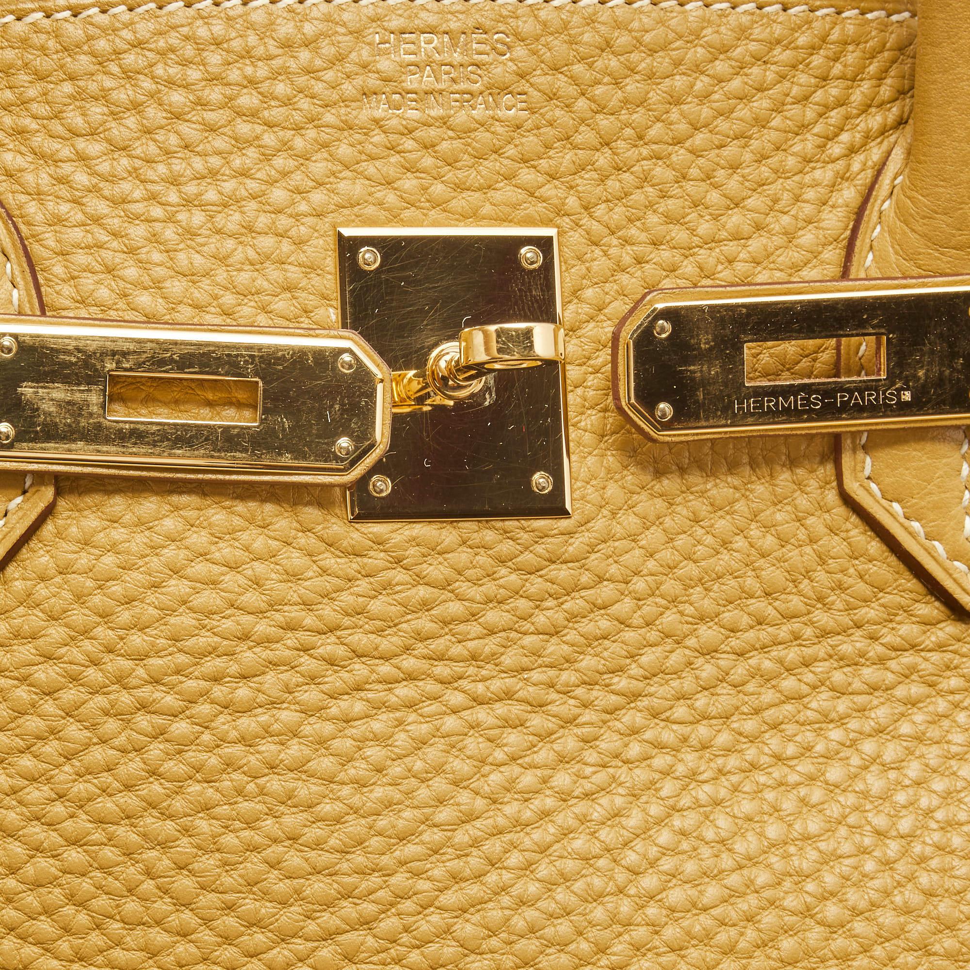 Hermes Curry Clemence Leather Gold Finish Birkin 40 Bag 8