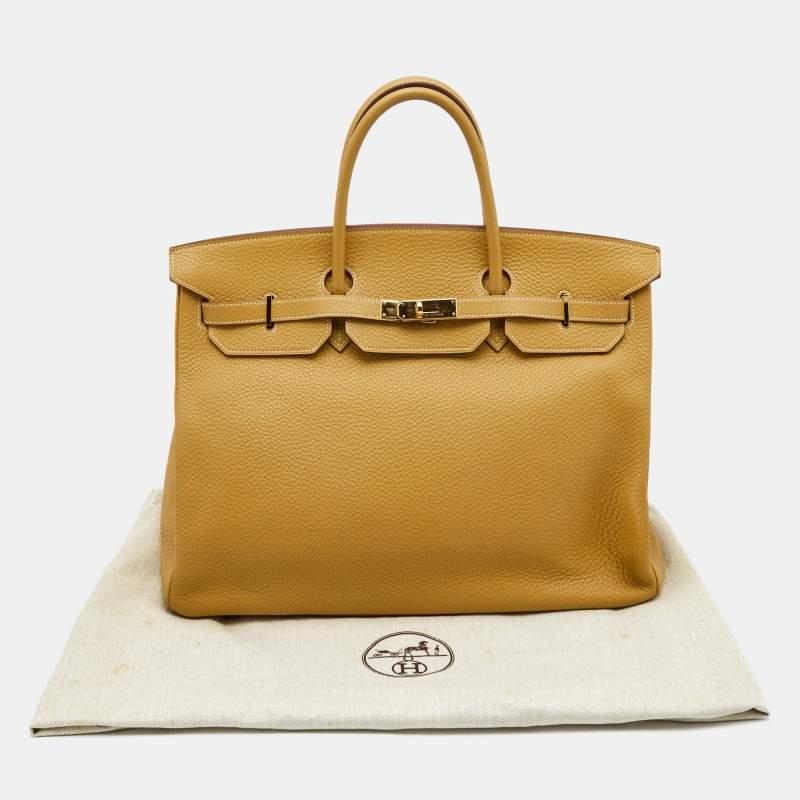 Hermes Curry Clemence Leather Gold Finish Birkin 40 Bag 10