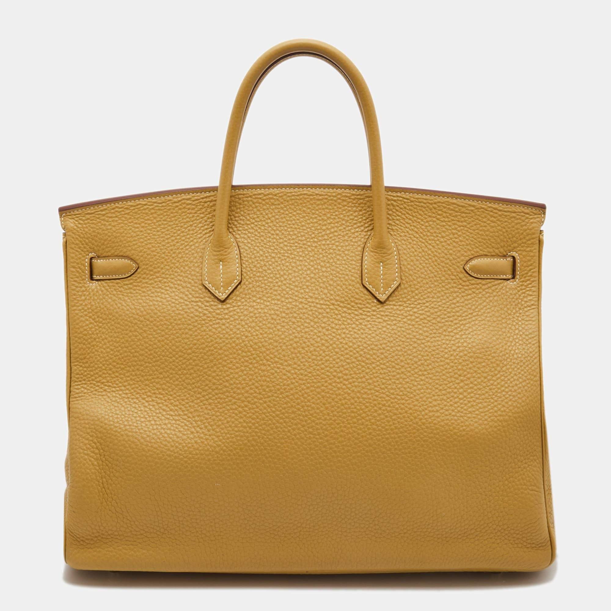 Marron Hermes Curry Clemence Sac Birkin 40 en cuir finition or