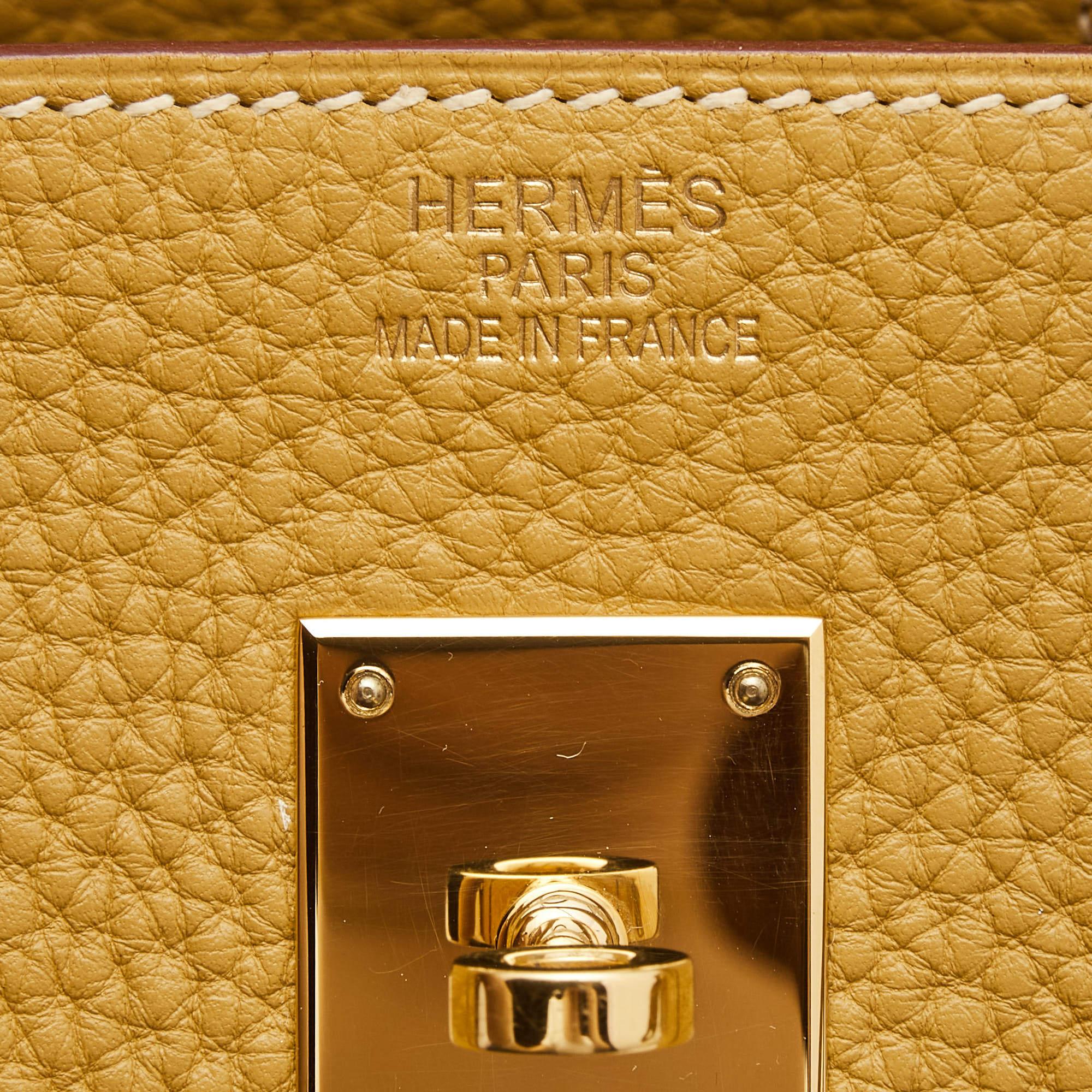 Hermes Curry Clemence Leather Gold Finish Birkin 40 Bag 3