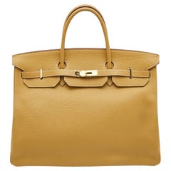 Hermes Curry Clemence Leather Gold Finish Birkin 40 Bag