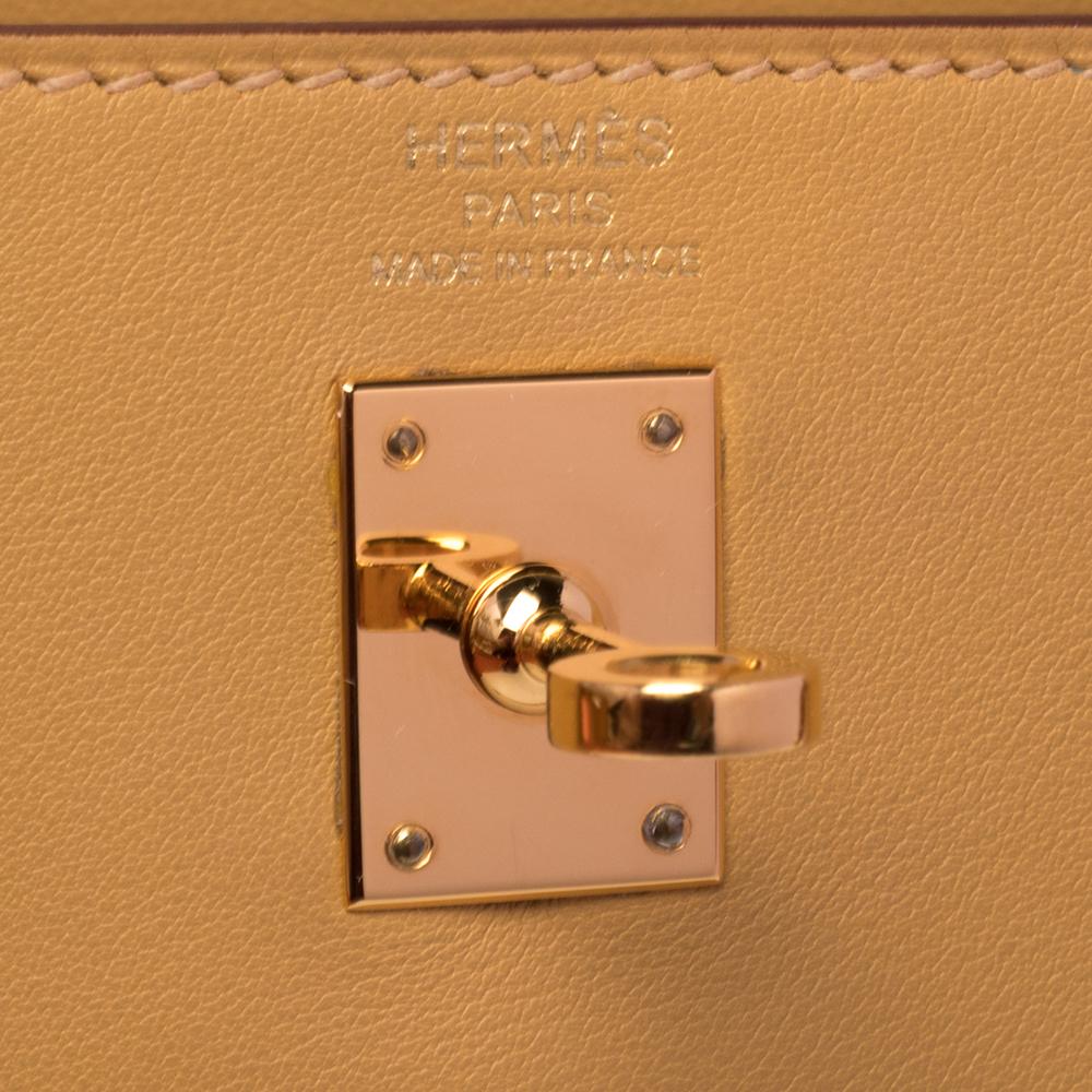 Hermes Curry Swift Leather Gold Plated Kelly Retourne 25 Bag 2