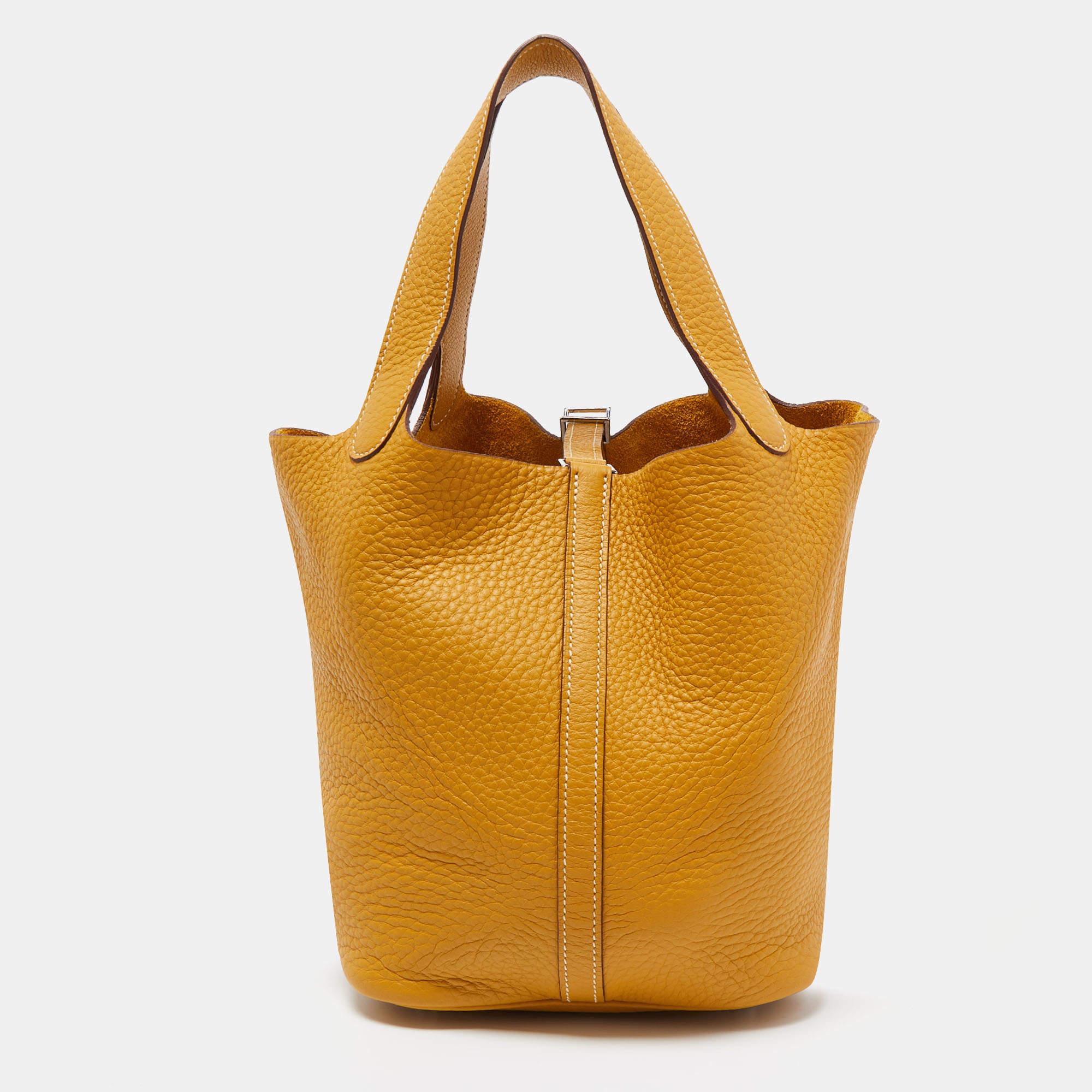 Hermès Curry Taurillon Clemence Leather Picotin Lock 22 Bag 5