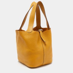 Borsa Hermès Curry Taurillon Clemence in pelle Picotin Lock 22