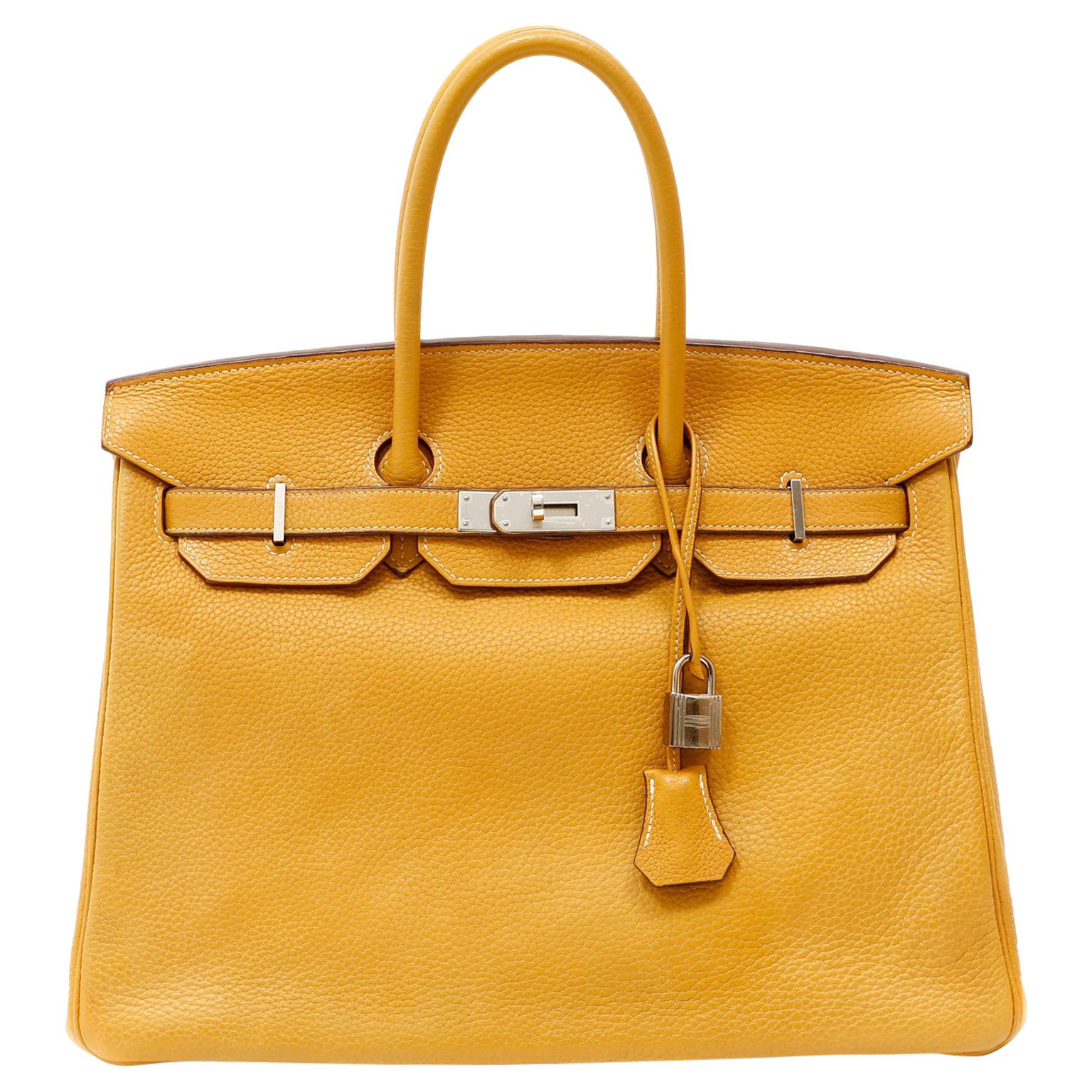 HERMES Curry yellow Clemence leather TRIM 31 M Hobo Bag Gold For Sale at  1stDibs