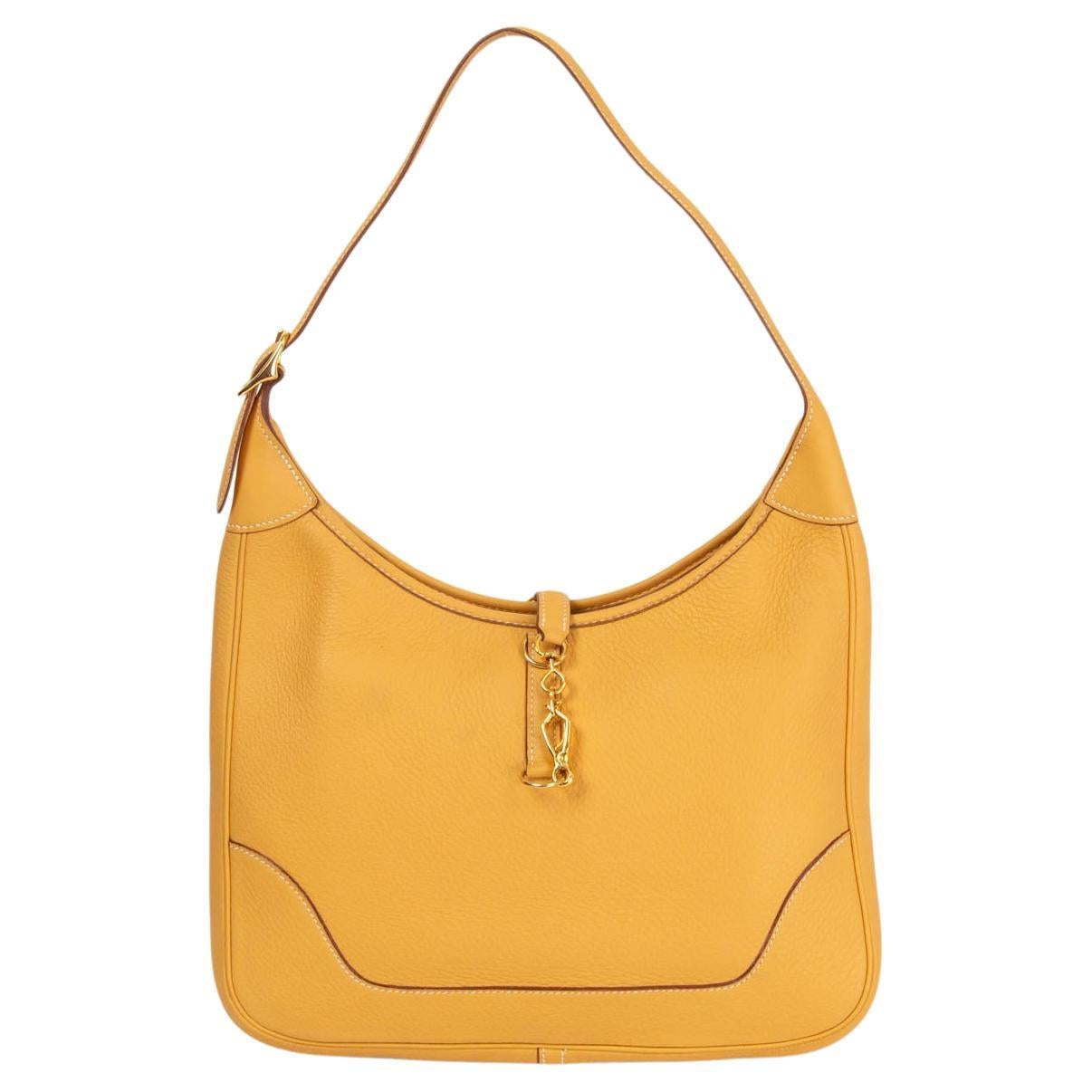 HERMES Curry yellow Clemence leather TRIM 31 M Hobo Bag Gold