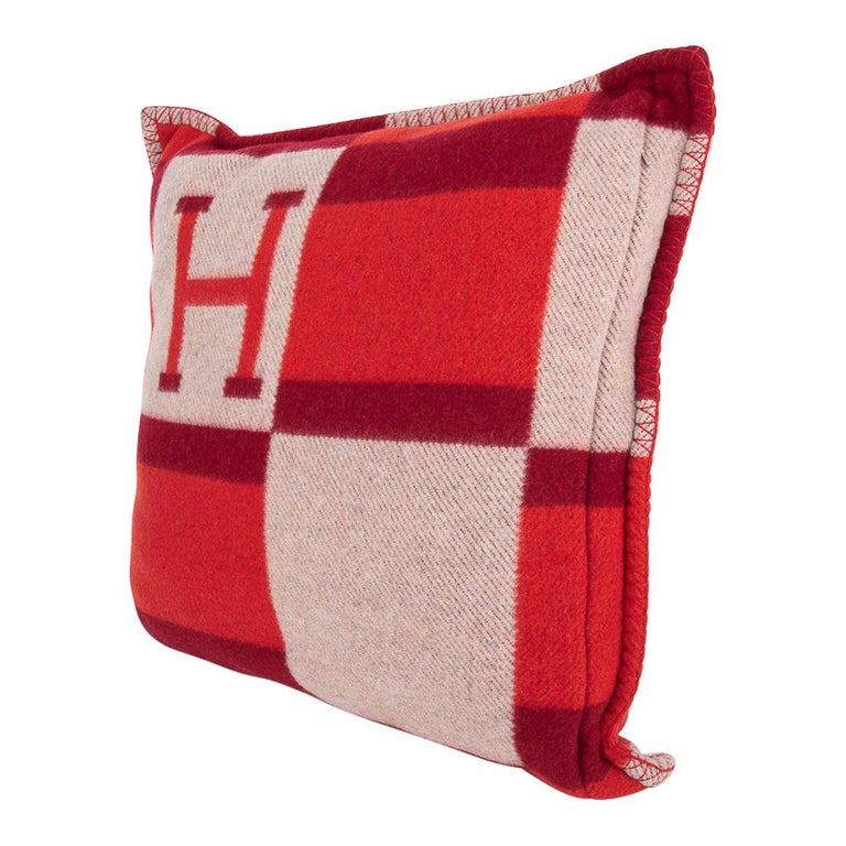 Hermes Cushion Avalon Bayadere PM Throw Pillow Rouge New at 1stDibs