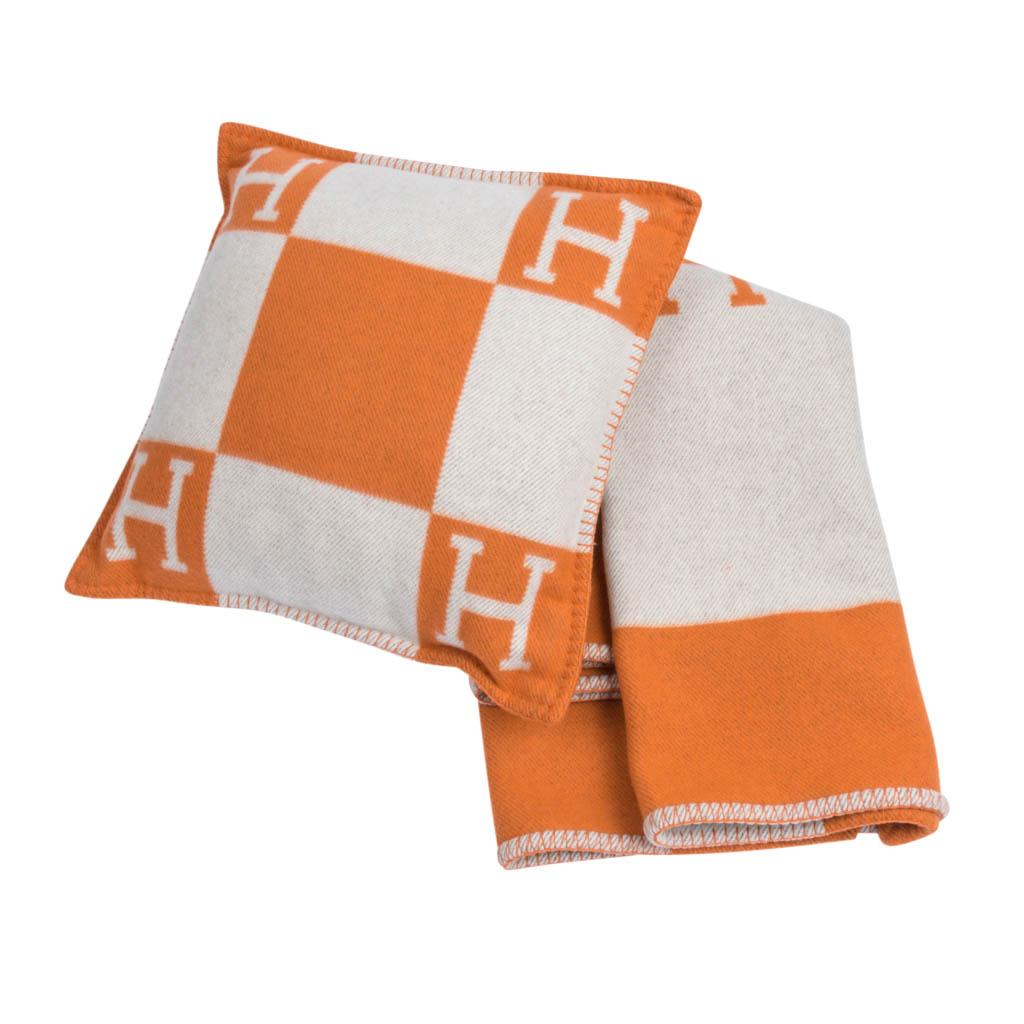 Hermes Cushion Avalon I PM Signature H Orange Throw Pillow Cushion 2 Available 1