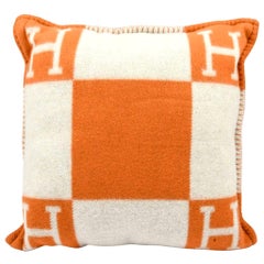 Hermes Cushion Avalon I PM Signature Orange Throw Pillow Cushion Set of Two New