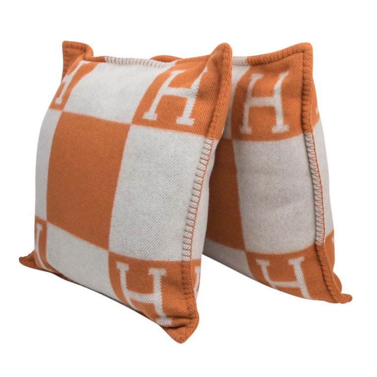 Hermes Cushion Avalon I PM Signature Orange Throw Pillow Cushion Set of