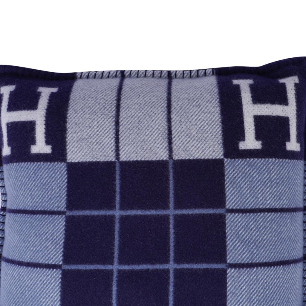 Hermes Cushion Avalon III Blue Caban / Ecru Small Model Throw Pillow Set of Two 1