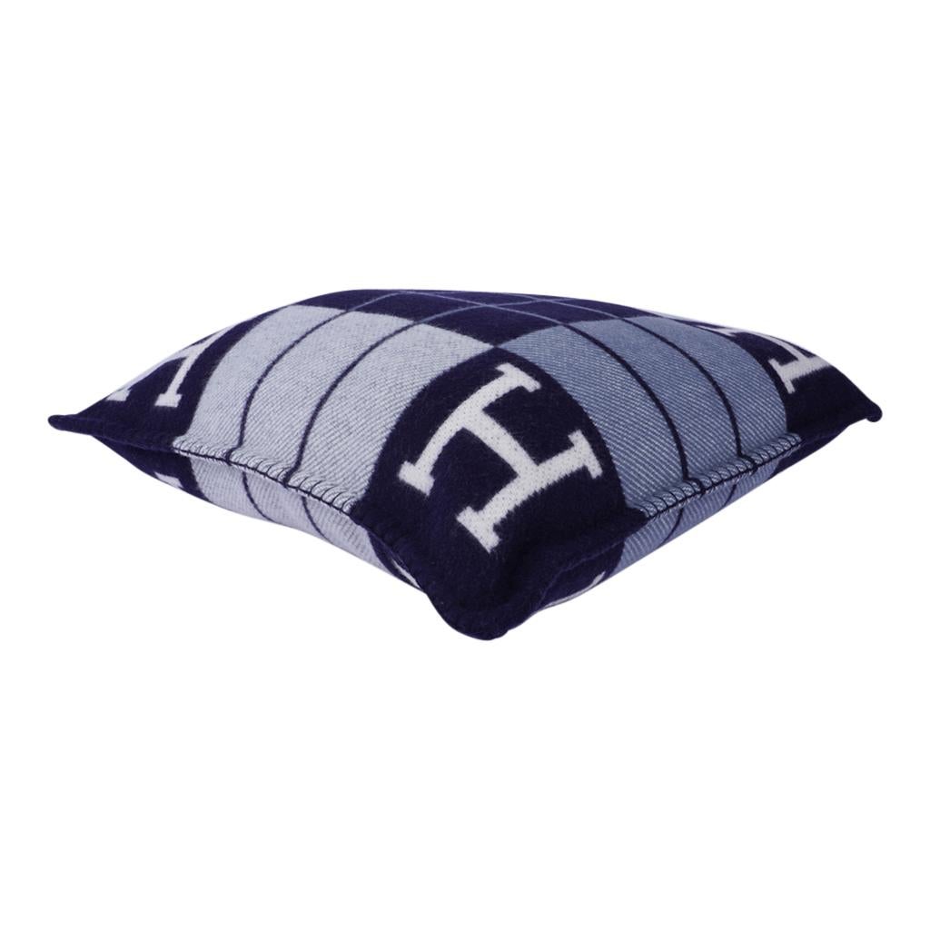 Hermes Cushion Avalon III Blue Caban / Ecru Small Model Throw Pillow Set of Two 2
