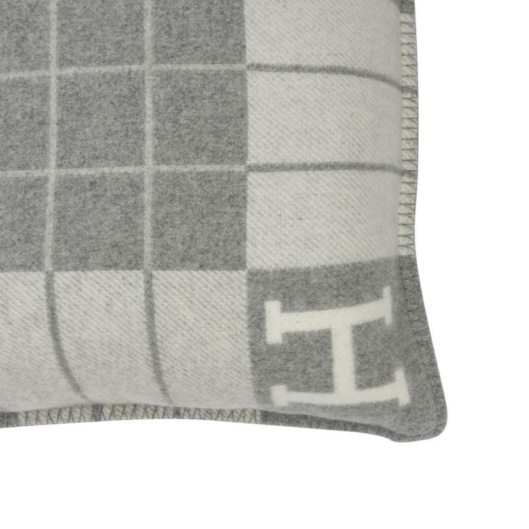 Hermes Cushion Avalon III PM H Ecru Gris Clair Throw Pillow Set of Two at 1stDibs