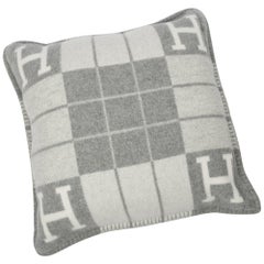Hermes Cushion Avalon III PM H Ecru Gris Clair Throw Pillow  Set of Two