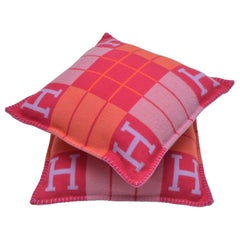 Hermes Cushion Avalon III  PM Merino Fuchsia  Pillow Cushion Set /Two  New