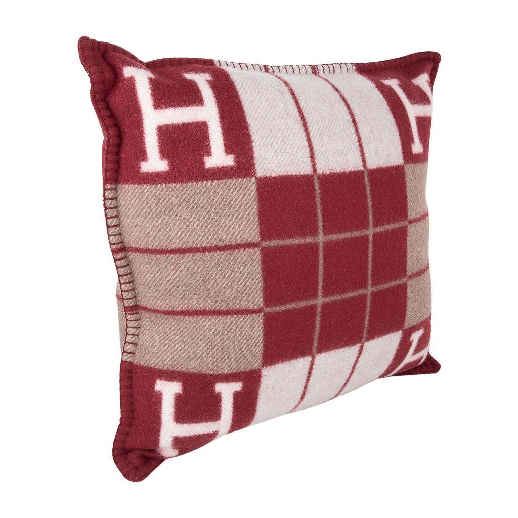 Brown Hermes Cushion Avalon III Rouge H / Ecru Small Model Throw Pillow Set of Two