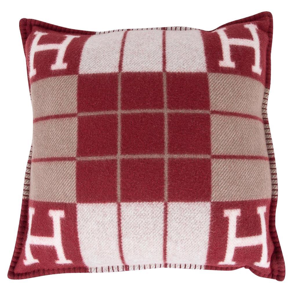 Hermes Cushion Avalon III Rouge H / Ecru Small Model Throw Pillow 