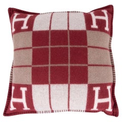 Hermes Cushion Avalon III Rouge H / Ecru Small Model Throw Pillow 